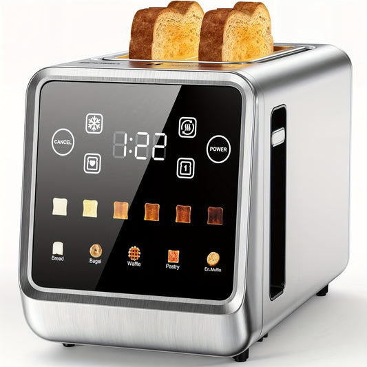 Slice Touch Screen Stainless Steel Toaster | Smart Digital with Memory Function, 5 Bread Types & 6 Shade Settings, 1.5" Wide Slot, 900W Power